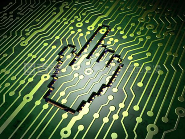 網(wǎng)絡(luò)開發(fā)概念鼠標光標在電路板背景